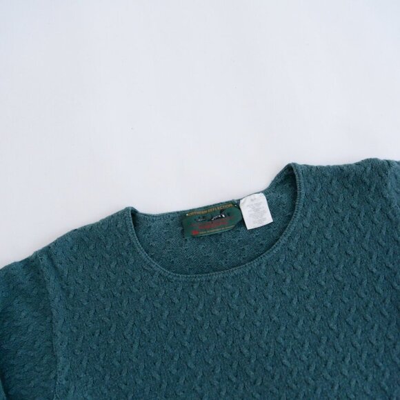 Vintage Northern Reflections Hunter Green Cable Knit Scoop Neck Sweater S - Picture 9 of 9